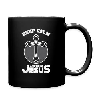 T-shirt à la mode restez calme et faites confiance à Jésus - Mug uni - noir - Droite
