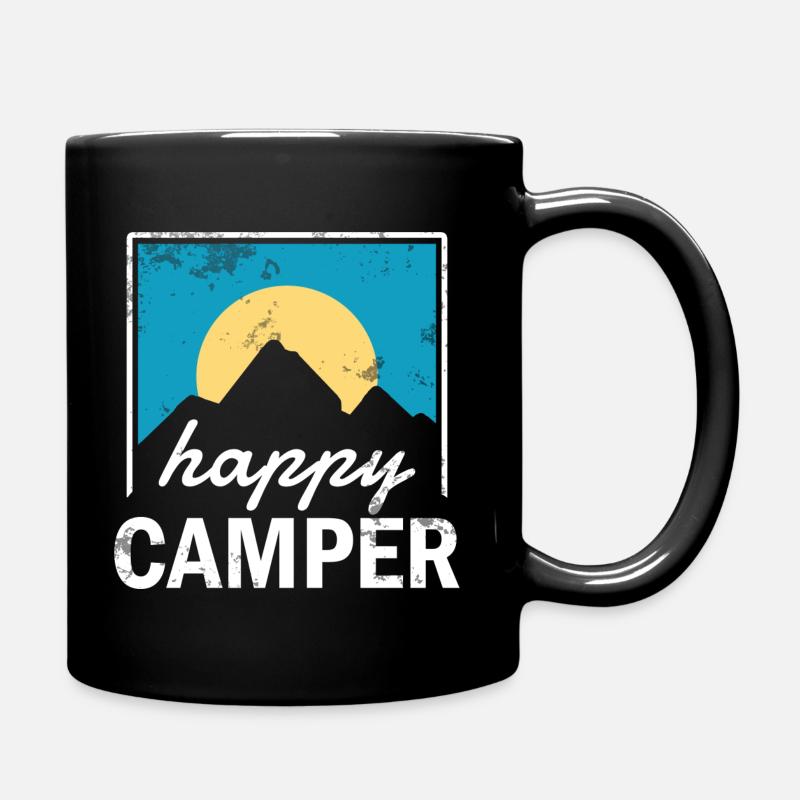 happy camper - Tasse einfarbig - Schwarz
