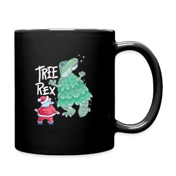 Tree Rex Weihnachten Lustig Weihnachtsmann Trex - Tasse einfarbig - Schwarz - Rechts