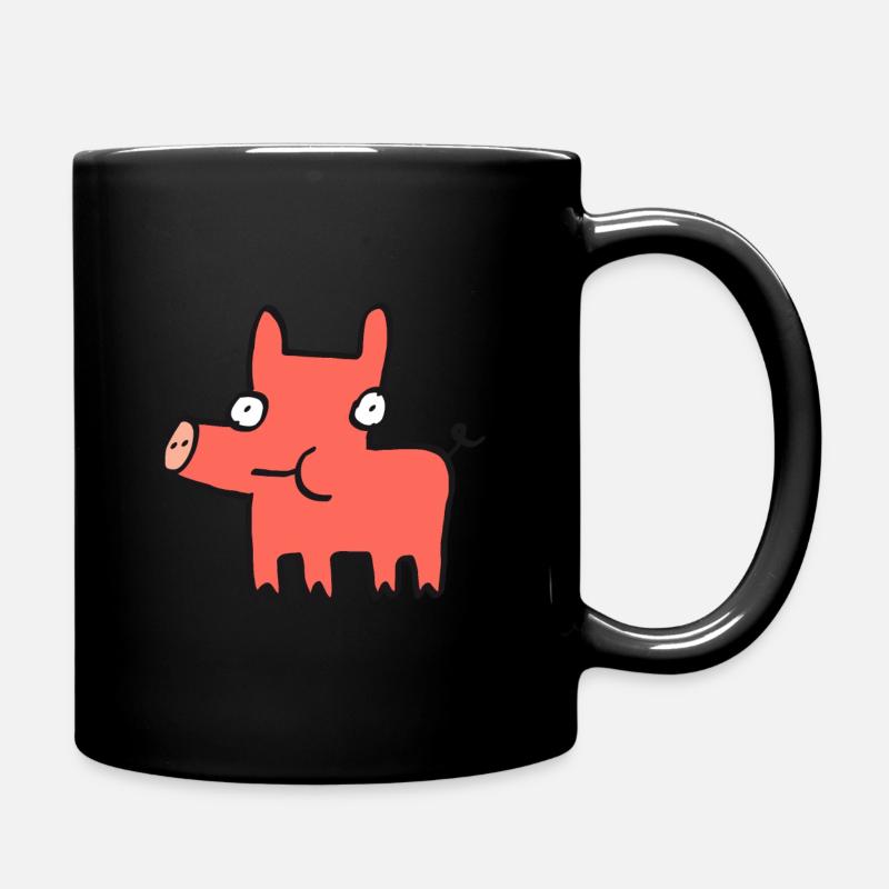 Kleines Schwein Ito - Tasse einfarbig - Schwarz