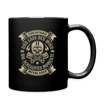 Fahre Motorrad Und Der Wind Bläst Die Sorgen Weg - Tasse einfarbig - Schwarz - Rechts