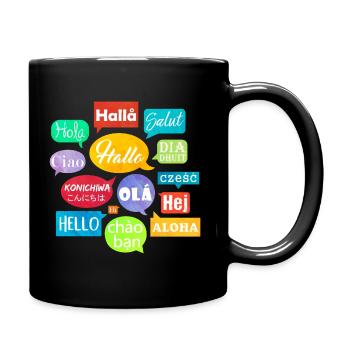 Hello (speech bubbles) - Full Colour Mug - black - Right