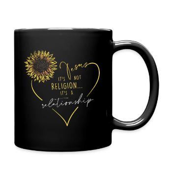 Jesus is not a religion but a relationship - Full Colour Mug - black - Right