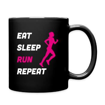 Eat Sleep Run Repeat Jogging Run Gift - Full Colour Mug - black - Right