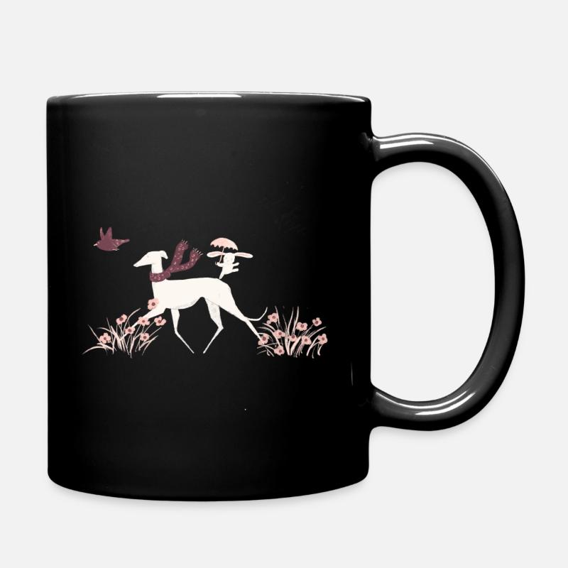 Greyhound with friends - Full Colour Mug - black
