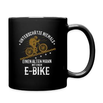 Fahrrad E-Bike lustiger Spruch - Tasse einfarbig - Schwarz - Rechts