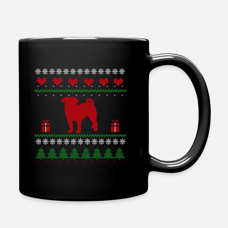 Ugly Christmas Pug Pug Christmas Gift - Full Colour Mug - black