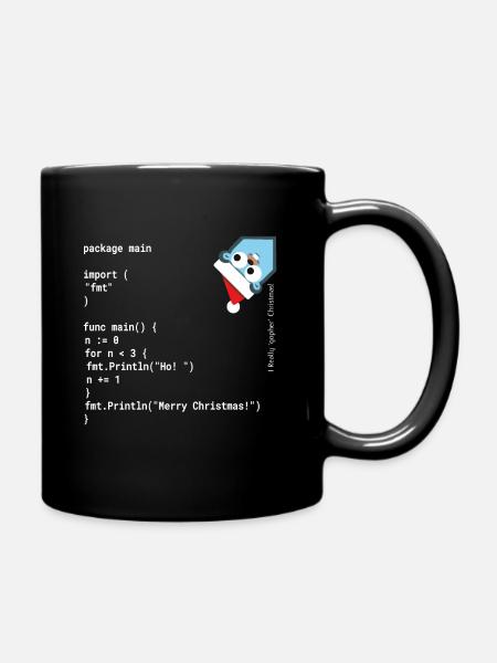 Ho! Ho! Ho! - Merry Christmas - Go / Golang Geek - Full Colour Mug - black
