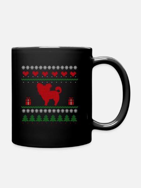 Ugly Christmas Papillion Miniature Christmas - Full Colour Mug - black