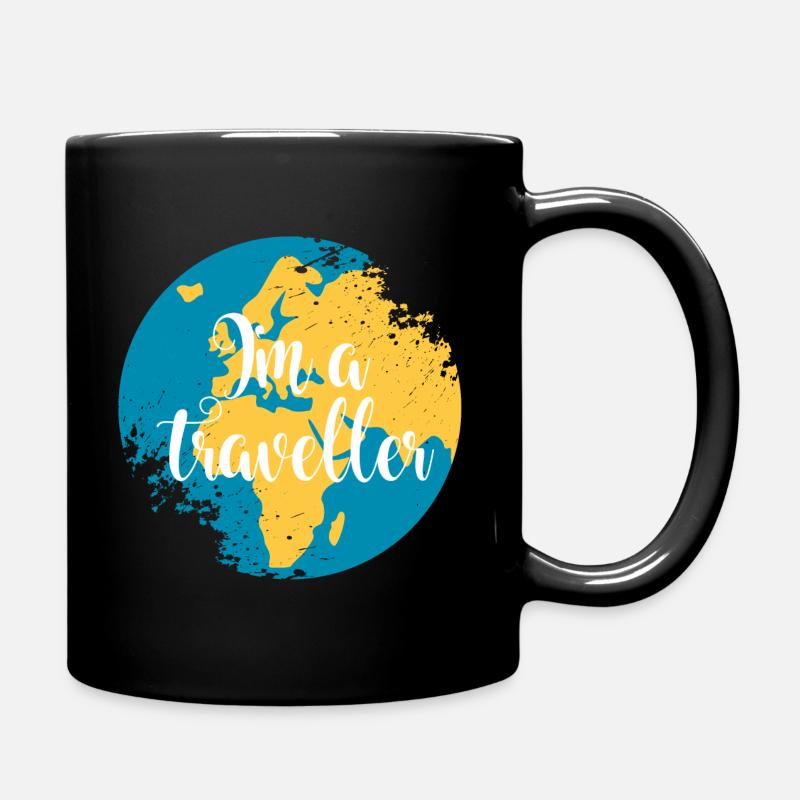 Button Traveller Europa Afrika - Tasse einfarbig - Schwarz