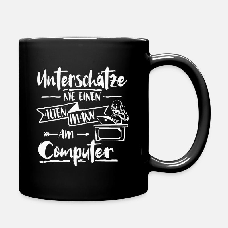 Mann Computer unterschätze Spruch - Tasse einfarbig - Schwarz