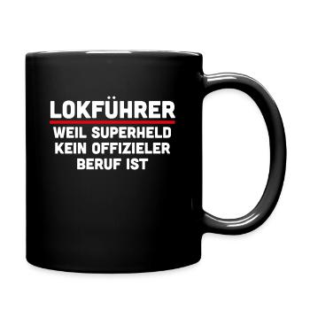 Lokführer Zugführer Geschenk - Tasse einfarbig - Schwarz - Rechts