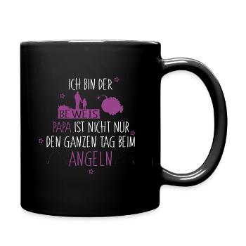Ich bin der Beweis Anglerpapa Mädchen - Tasse einfarbig - Schwarz - Rechts