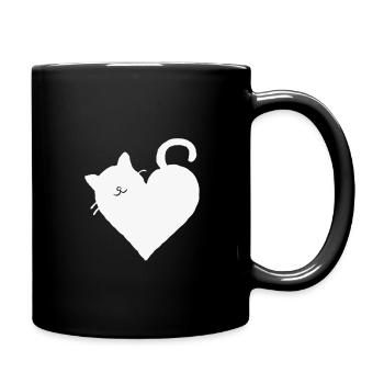 Cat gift love heart meow cat cat mom white - Full Colour Mug - black - Right