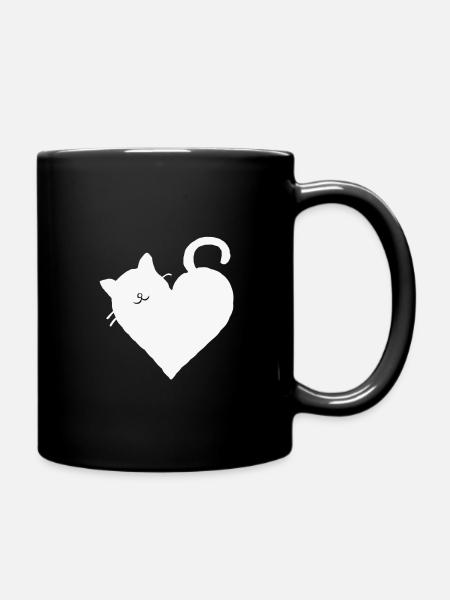 Cadeau chat amour coeur meow chat chat maman blanc - Mug uni - noir