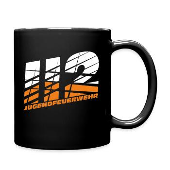 Jugendfeuerwehr I Notruf 112 I Kinderfeuerwehr - Tasse einfarbig - Schwarz - Rechts