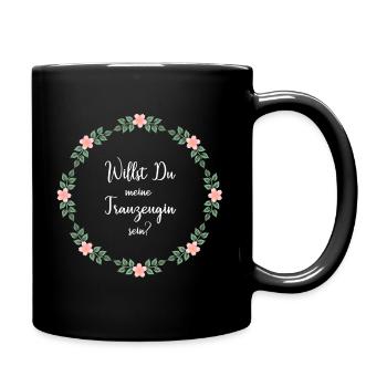 Trauzeugin - Hochzeit Jungesellinnen Geschenk - Tasse einfarbig - Schwarz - Rechts