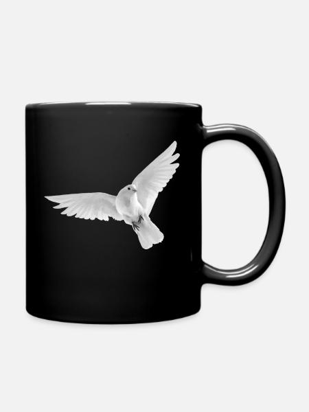 Weiße Taube Friedenstaube Vogel fliegen Schönheit - Tasse einfarbig - Schwarz