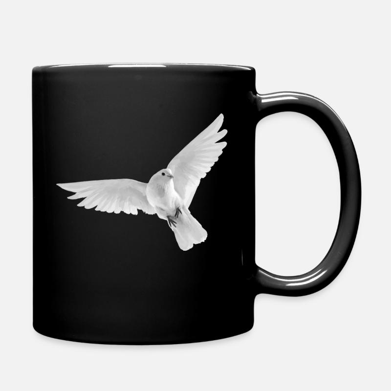 Weiße Taube Friedenstaube Vogel fliegen Schönheit - Tasse einfarbig - Schwarz
