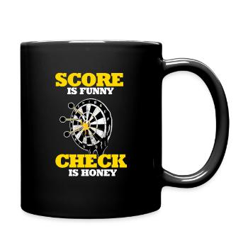 Darts Score is funny check is honey dartboard - Full Colour Mug - black - Right