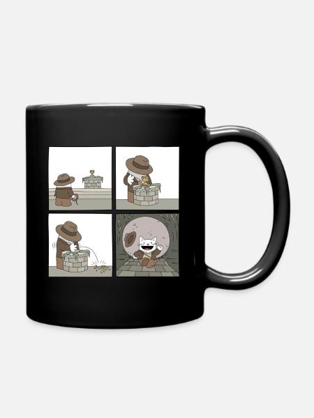 Indiana Jones Cat - Full Colour Mug - black