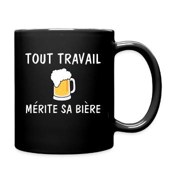 Tout travail mérite sa bière, t-shirt humour - Mug uni - noir - Droite