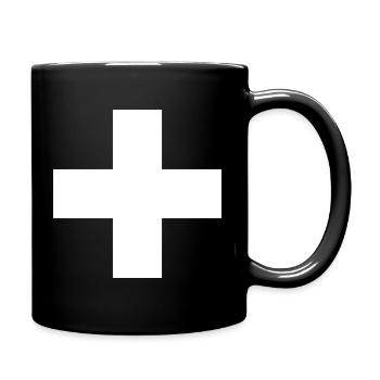 Kreuz Weiß Linie Balken Schweiz Flagge - Tasse einfarbig - Schwarz - Rechts
