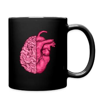 Heart vs. Brain head versus heart mind vs. heart - Full Colour Mug - black - Right