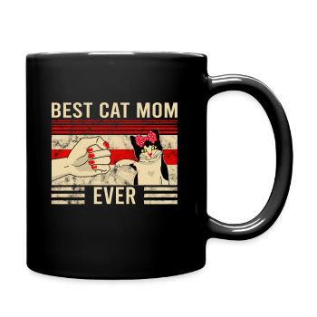Vintage Best Cat Mom Ever Bump Friend Design - Tasse einfarbig - Schwarz - Rechts