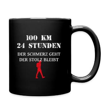 100 kilometer wandern in 24 stunden mit stolz - Tasse einfarbig - Schwarz - Rechts