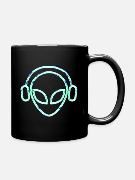 Alien Dj Music Headset Colorful - Full Colour Mug - black