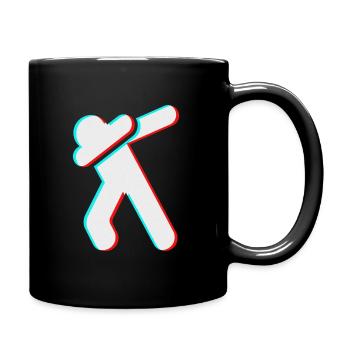 Tik Tok Filter Glitch 3D Dab Stickfigure red blue - Full Colour Mug - black - Right