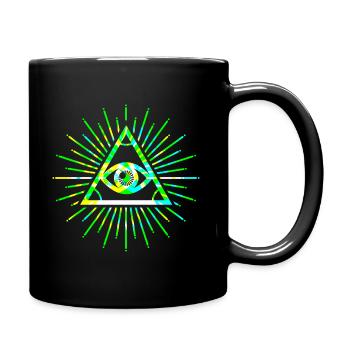 Illuminati tout voir oeil vert 3d - Mug uni - noir - Droite