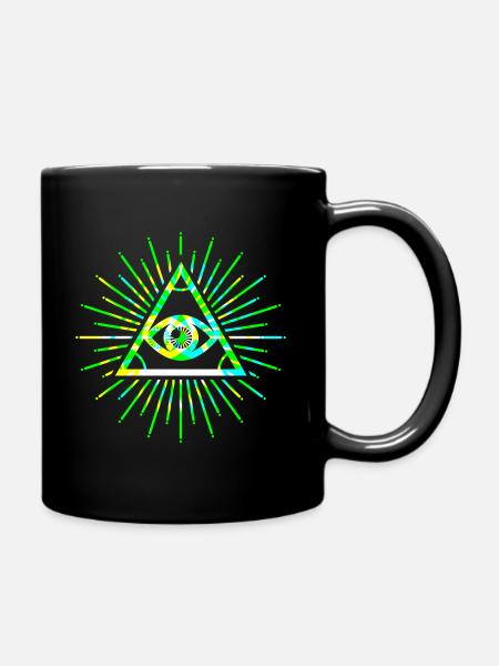 Illuminati tout voir oeil vert 3d - Mug uni - noir