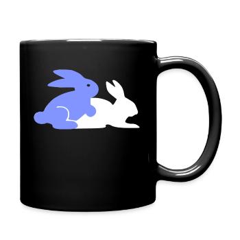 rabbits rabbits rabbits Easter fun - Full Colour Mug - black - Right