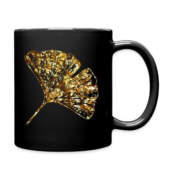 Ginkgo Biloba Blatt vergoldet Geschenk Gold Asia - Tasse einfarbig - Schwarz - Rechts