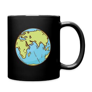 Weltkarte Erde Globus Erdkugel Symbol Kontinente - Tasse einfarbig - Schwarz - Rechts