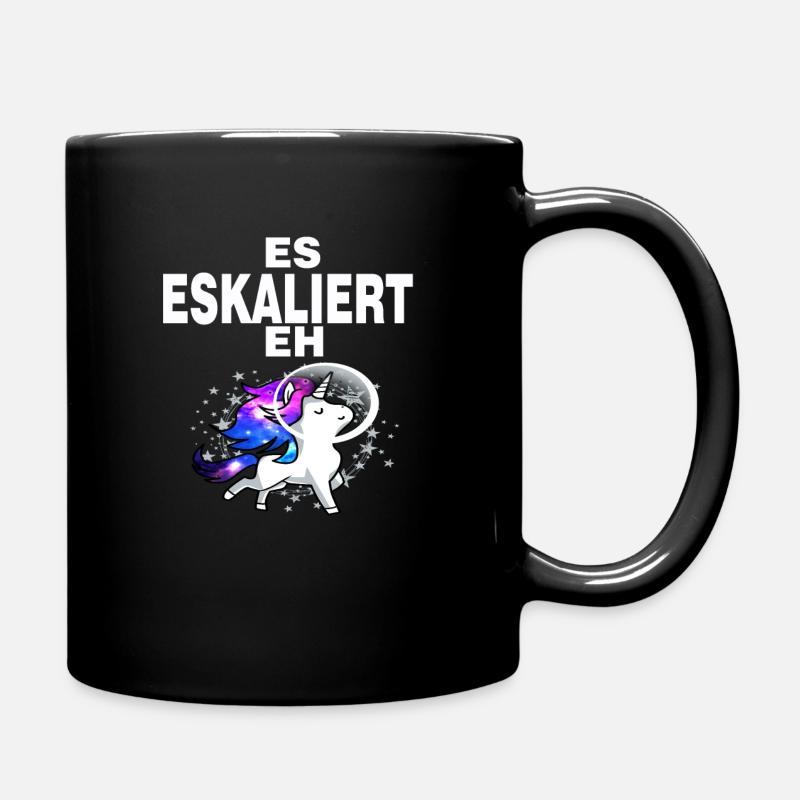 Einhorn es eskaliert eh Magisch Party Geschenk - Tasse einfarbig - Schwarz
