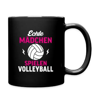 Echte Mädchen Spielen Volleyball - Tasse einfarbig - Schwarz - Rechts