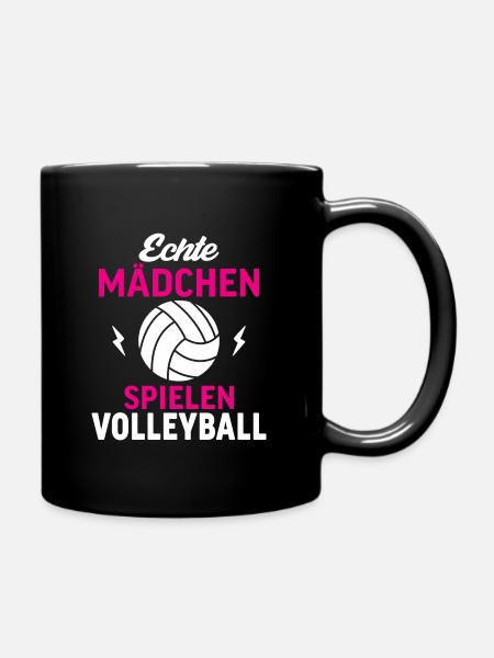 Echte Mädchen Spielen Volleyball - Tasse einfarbig - Schwarz