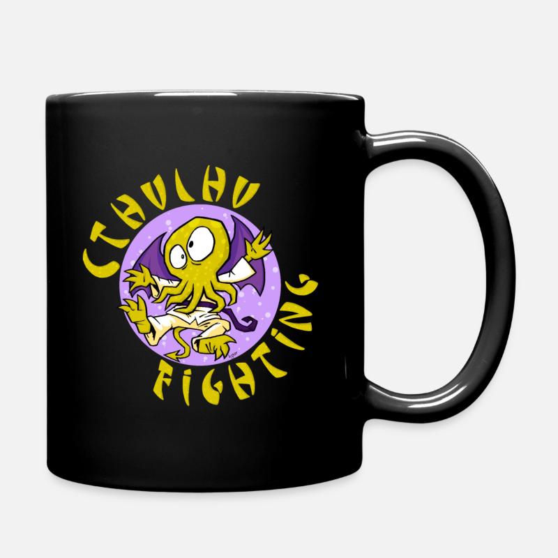 Cthulhu fighting - Full Colour Mug - black