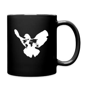 Peace Friedenstaube mit Weltkarte - Tasse einfarbig - Schwarz - Rechts