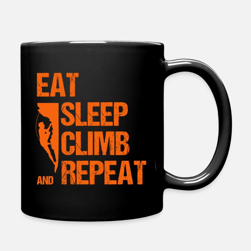 eat sleep climb and repeat - Full Colour Mug - black