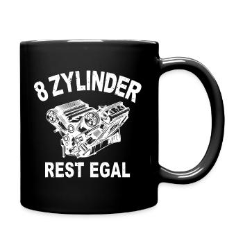 Motor 8 Zylinder Auto US Car Vintage - Tasse einfarbig - Schwarz - Rechts