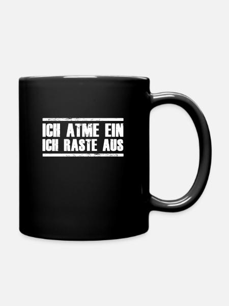 Shirt lustiger Spruch. Ich atme ein, ich raste aus - Tasse einfarbig - Schwarz