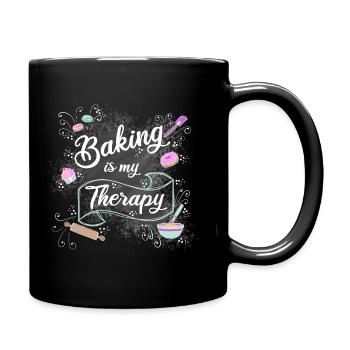 Baking is my therapy - Full Colour Mug - black - Right