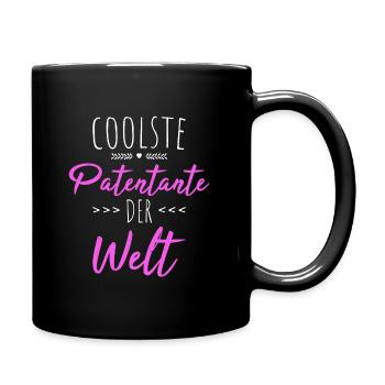 Coolste Patentante der Welt - Taufgeschenk - Tasse einfarbig - Schwarz - Rechts