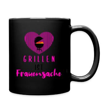 Grillen ist Frauensache. - Tasse einfarbig - Schwarz - Rechts