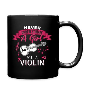 Never underestimate a Girl with a Violin - Tasse einfarbig - Schwarz - Rechts