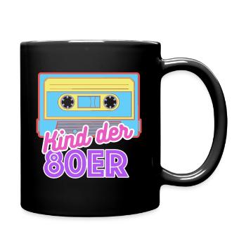 musik music 80er 80s kind kasette nostalgie - Tasse einfarbig - Schwarz - Rechts